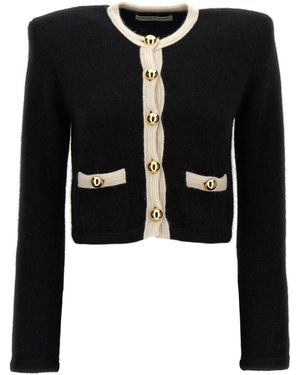 Alessandra Rich Alpaca Cropped Cardigan - Schwarz