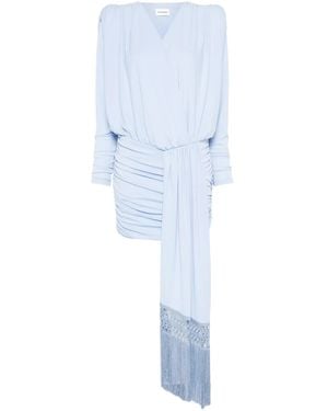 ANDAMANE Dalia Draped Fringes Mini Dress - Blue