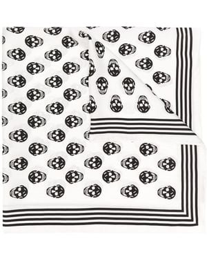 McQueen Biker Skull Silk Scarf - White
