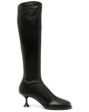 Sergio Rossi Leather Heel Boots - Black