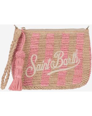 MC2 Saint Barth Rafiya Clutch With Logo - Pink
