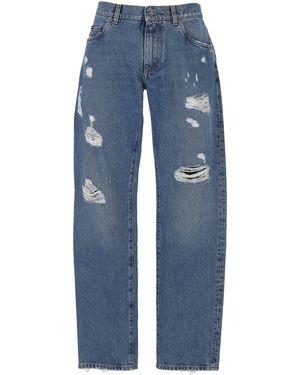 Dolce & Gabbana Lichtblauwe Geborduurde Broek Met Zakken