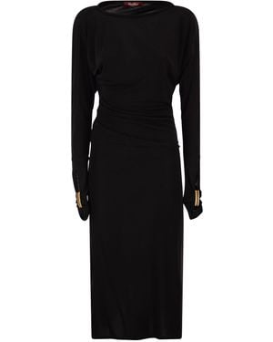 Max Mara Mstsalvo Draped Viscose Jersey Midi Dress - Black