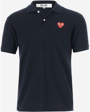 COMME DES GARÇONS PLAY Cotton Polo Shirt With Logo - Black