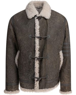 Thom Browne Shearling Leather Jacket - Schwarz