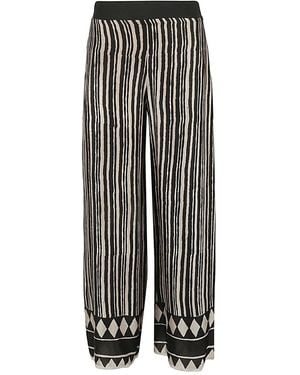 OBIDI Gestreepte Zijden Broek - Naturel