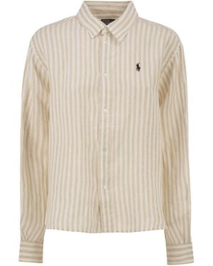Polo Ralph Lauren Short, Loose Fitting Linen Shirt - Natural