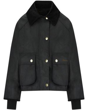 Barbour Beadnell Wax Cropped Jacket - Black