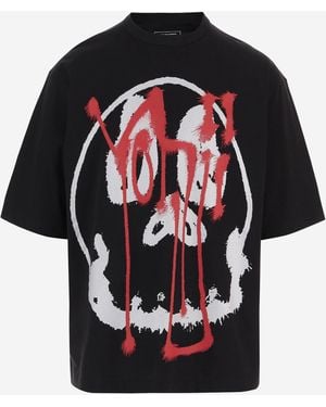 Y-3 Baumwoll-T-Shirt mit Logo - Schwarz