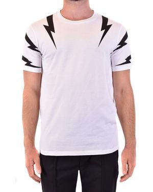 Neil Barrett Printed Cotton Round Neck T-Shirt - White