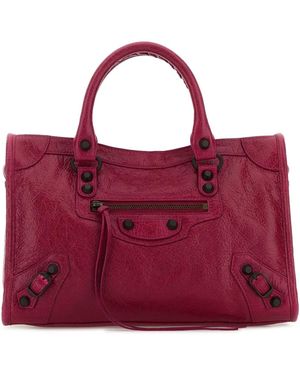 Balenciaga Fuchsia Leather Small Le City Handbag - Red