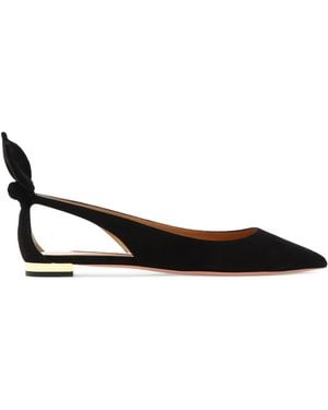 Aquazzura "Bow Tie Ballet" Bellet Flats - Black