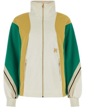 Palm Angels Colour Block Zip Sweatshirt - Green