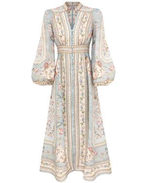 Zimmermann Midi-jurk Met Roselight-print - Wit