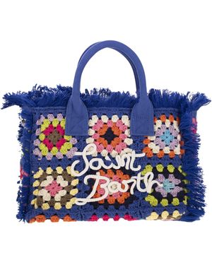 MC2 Saint Barth Colette Bold de crochet con parche de flores de crochet - Azul