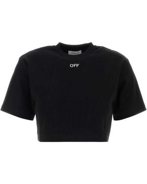 Off-White c/o Virgil Abloh Off Off Stamp Rib Cropped Tee - Black