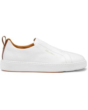 Santoni Victory slip-on sneakers aus gewalktem leder - Weiß