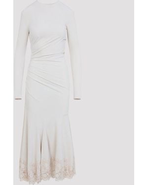 Alberta Ferretti Velvet Midi Dress - Weiß