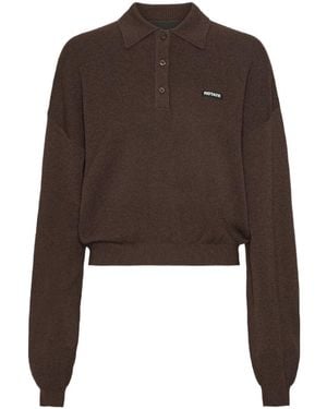 ROTATE BIRGER CHRISTENSEN Rotate Birger Christensen Cropped Logo Polo Shirt - Brown