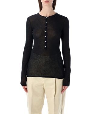 Soeur Isabella Long-Sleeve Sheer Cotton Top - Blue
