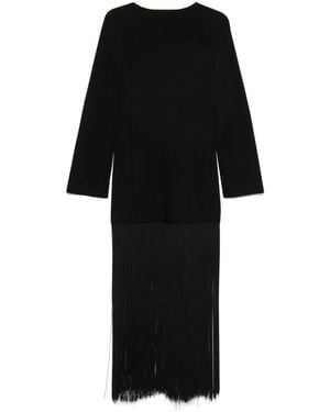 KHAITE Paley Fringed Dress - Black