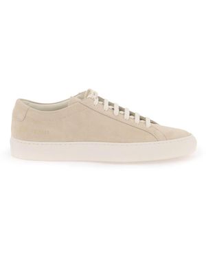 Common Projects Gemeenschappelijke Projecten Suede Originele Achilles Sneakers - Naturel