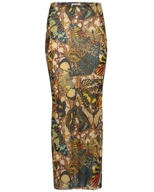 Jean Paul Gaultier Long Skirt With "Bow Tie" Print - Metallic