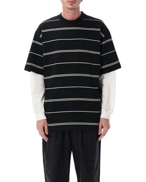 Comme des Garçons Comme Des Garçons Homme Striped Cotton Layered T-Shirt - Black
