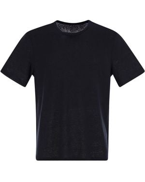 Majestic Majestätische Crew -Nacken und kurzarmes T -Shirt in Leinen - Schwarz