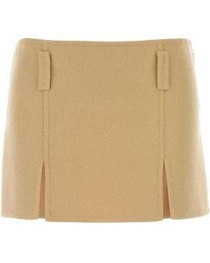 Miu Miu Pastel Wool & Cashmere Mini Skirt - Natural