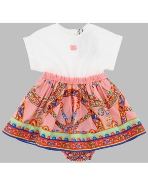 Dolce & Gabbana Abito Con Culotte Con Stampa "Carretto" - Grey