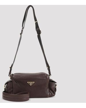 Prada Leren Schoudertas Van - Bruin