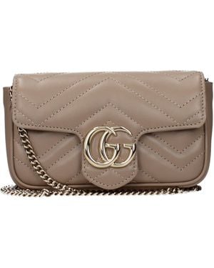 Gucci Marmont Pouch/Taupe Leather - Brown