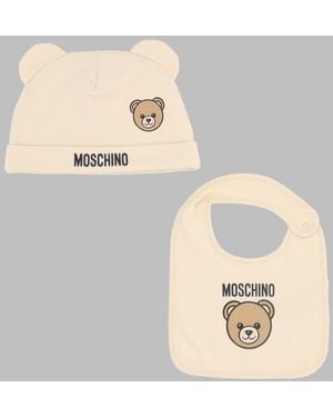 Moschino Kids Hat And Bib Set - Natural