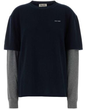 Miu Miu Midnight Wool Blend Jumper - Blue