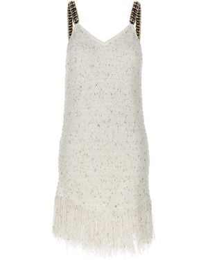 Balmain 'fringed Tweed' Jurk - Wit