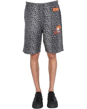Heron Preston Bermuda Shorts With Front Logo Accents - Grey