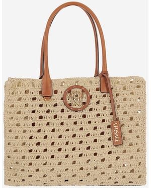 Versace La Medusa Canvas Tote Bag - Natural