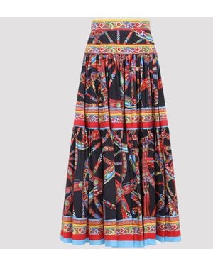 Dolce & Gabbana Dolce & Gabbana Popeline Midi Carretto Skirt - Red