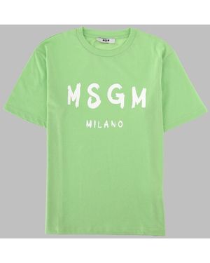 MSGM Kids 100% Cotton T-Shirt, Spring/Summer 2026 - Green