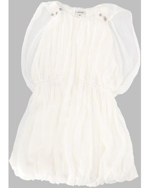 Lanvin Silk Dress For Girls - Natural