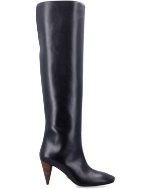 Stella McCartney Knee-High Tapered-Toe Boots With Wood-Effect Cone Heel - Blue