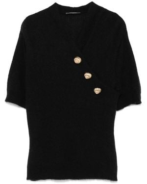 Balmain Oberteil Mit Geprägten Knöpfen - Schwarz