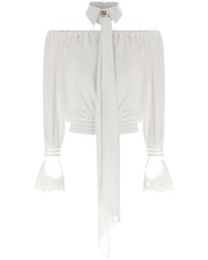 Elisabetta Franchi Offshoulder Blouse - White