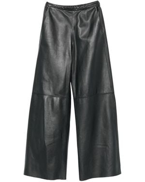 forte_forte Leather High-Waisted Trousers - Grey