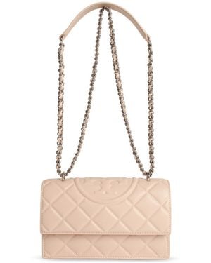 Tory Burch 'Fleming' Small Lear Crossbody Bag - Natural