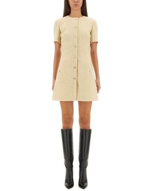 Gucci Textured Wool Tweed Dress - Natural