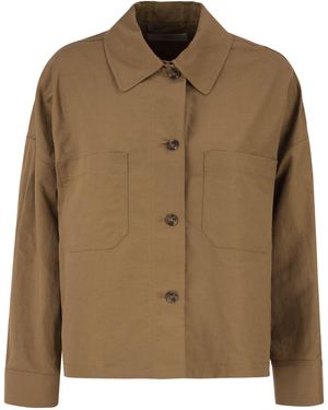 Weekend by Maxmara Wkdvettura – Short Cotton And Linen Jacket With Drawstring - Brown
