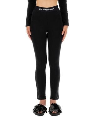 Rabanne Trousers With Logo - Black
