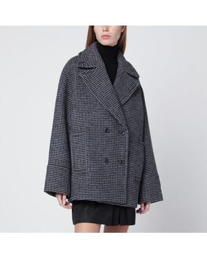 Calvin Klein Doublebreasted Houndstooth Coat - Blue